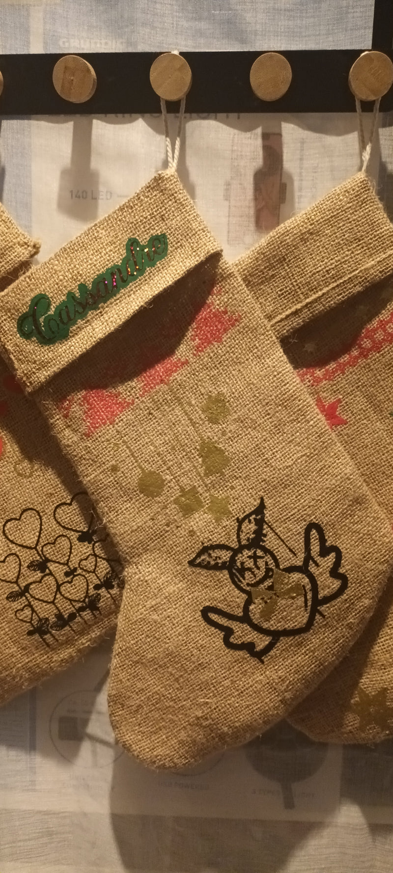 Chaussette de Noël personnalisable en toile de jute