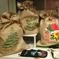 Hotte de Noël personnalisable en toile de jute – 3 modèles au choix