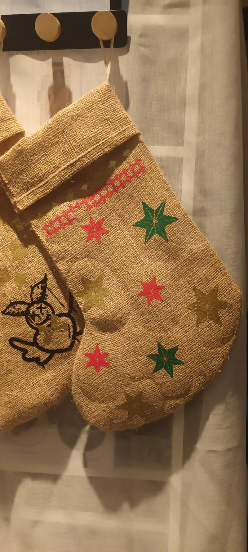 Chaussette de Noël personnalisable en toile de jute