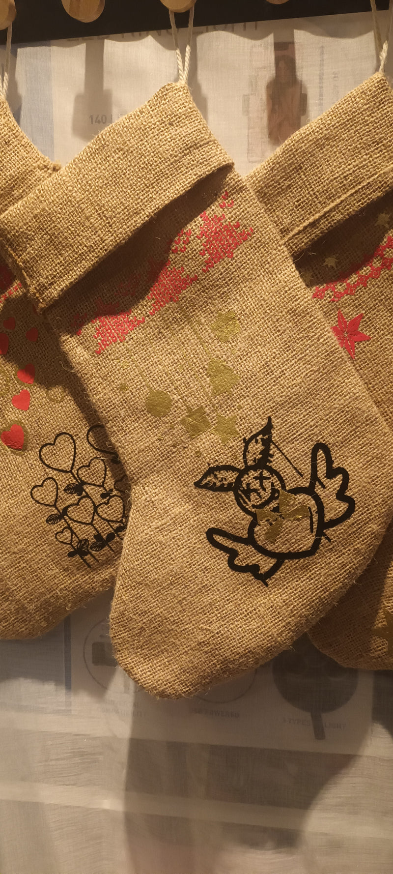 Chaussette de Noël personnalisable en toile de jute