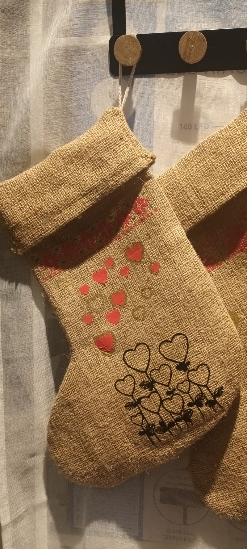 Chaussette de Noël personnalisable en toile de jute