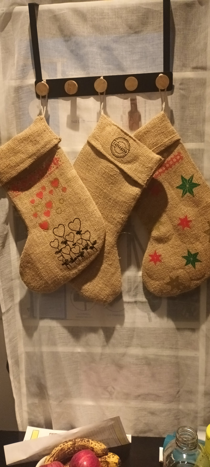 Chaussette de Noël personnalisable en toile de jute